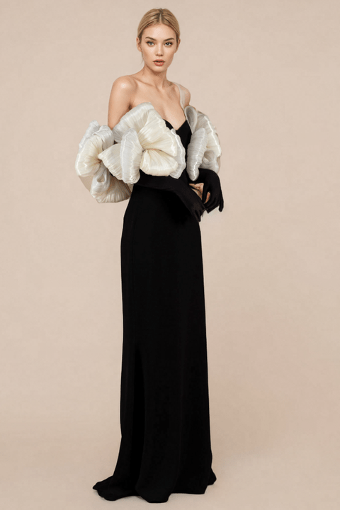 V - Neck Floral Bandage Evening Dress by Shine | Maxi Standard from Luxe Lane | SKU:  | Barcode:  | Options: Black M(8) | Wholesale Womens Fashion Clothing Vestidos De Noche De Lujo Women Elegant Long Bodycon Bandage Dress Luxury Evening Dresses