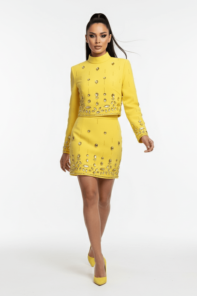 Valencia Rhinestone Beaded 2 - Piece Set by Luxe Lane | from Luxe Lane | SKU:  | Barcode:  | Options: Black S | Valencia Rhinestone Beaded 2 - Piece Set