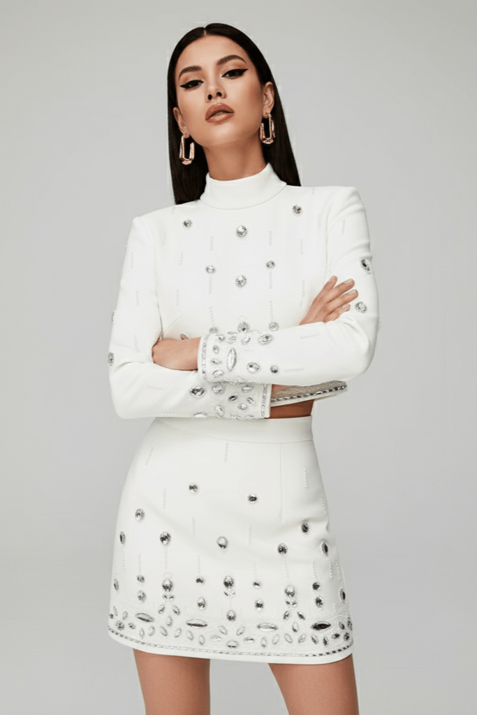 Valencia Rhinestone Beaded 2 - Piece Set by Luxe Lane | from Luxe Lane | SKU:  | Barcode:  | Options: Black S | Valencia Rhinestone Beaded 2 - Piece Set