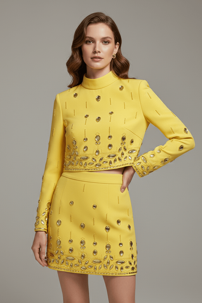 Valencia Rhinestone Beaded 2 - Piece Set by Luxe Lane | from Luxe Lane | SKU:  | Barcode:  | Options: Blue S | Valencia Rhinestone Beaded 2 - Piece Set