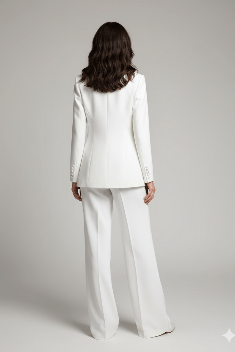 Valeria White Beaded Suit Set by Shine | Suits from Luxe Lane | SKU:  | Barcode:  | Options: White S | Valeria White Beaded Suit Set