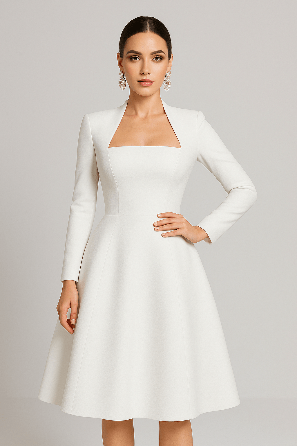 Vienna Vintage Square - Neck Midi Dress by Luxe Lane | from Luxe Lane | SKU:  | Barcode: 0 | Options: White S | Vienna Vintage Square - Neck Midi Dress