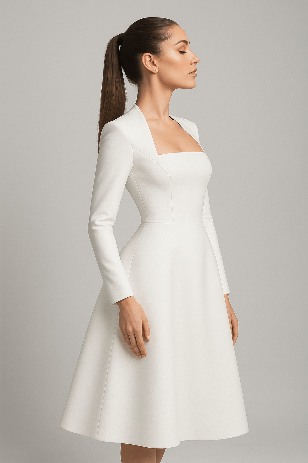 Vienna Vintage Square - Neck Midi Dress by Luxe Lane | from Luxe Lane | SKU:  | Barcode: 0 | Options: White S | Vienna Vintage Square - Neck Midi Dress