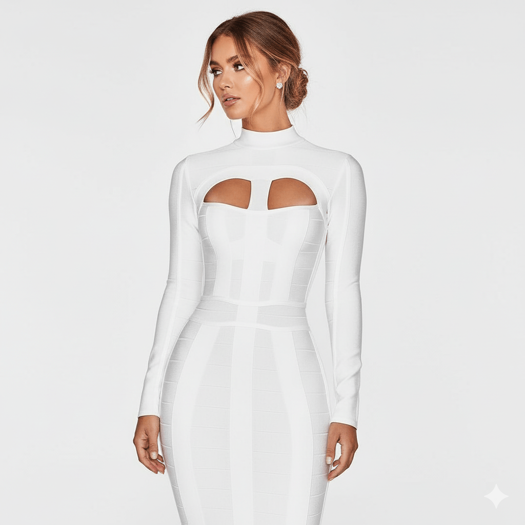 Vivienne Buttoned V - Neck Mini Dress by Luxe Lane | Party Dress from Luxe Lane | SKU:  | Barcode:  | Options: XS | Vivienne Buttoned V - Neck Mini Dress