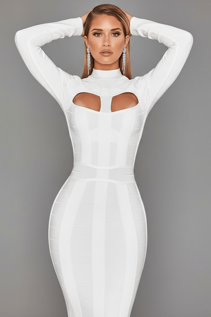 Vivienne Buttoned V - Neck Mini Dress by Luxe Lane | Party Dress from Luxe Lane | SKU:  | Barcode:  | Options: XS | Vivienne Buttoned V - Neck Mini Dress