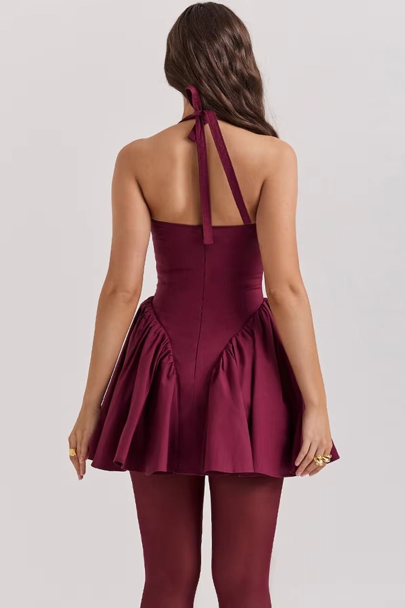 Vivienne Halter Puff Mini Dress by Luxe Lane | from Luxe Lane | SKU:  | Barcode:  | Options: white S | Vivienne Halter Puff Mini Dress