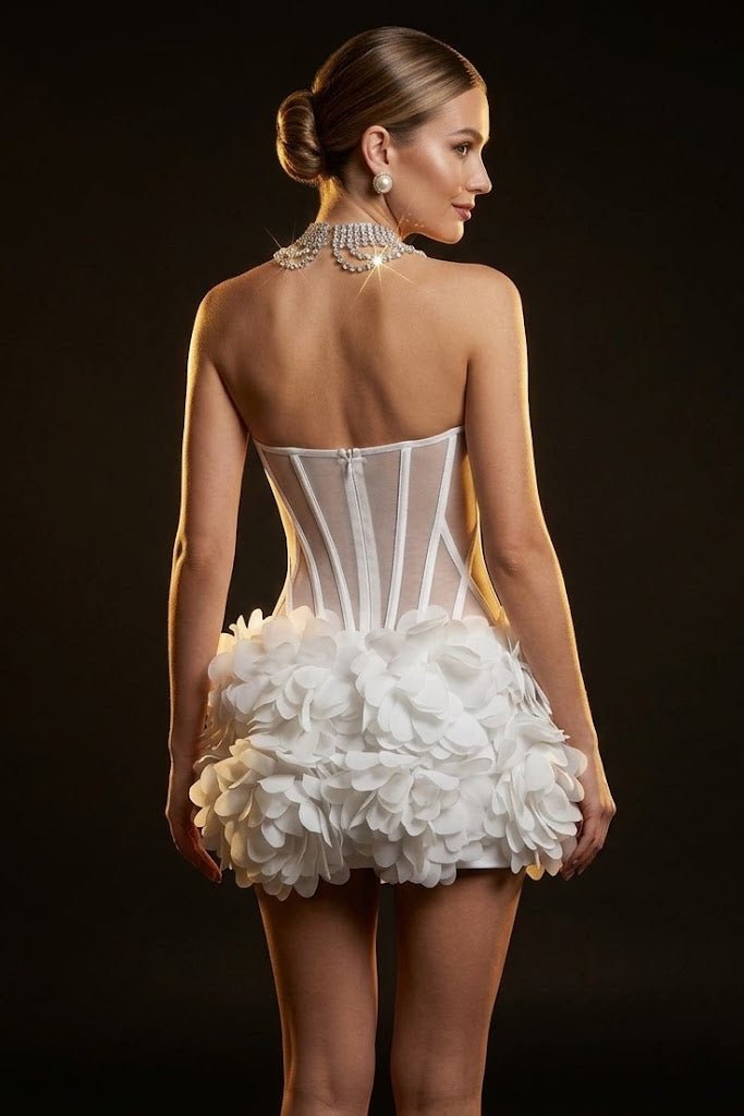 White Floral Corset Mini DressClub DressesWhiteS(2)Luxe Lane