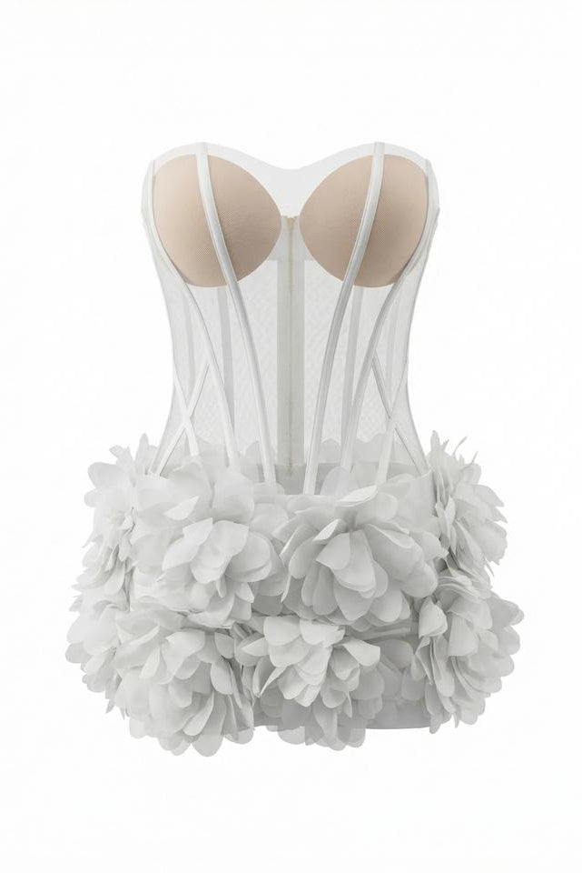 White Floral Corset Mini DressClub DressesWhiteS(2)Luxe Lane