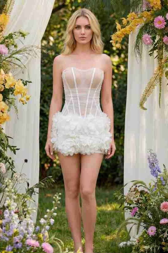 White Floral Corset Mini DressClub DressesWhiteS(2)Luxe Lane