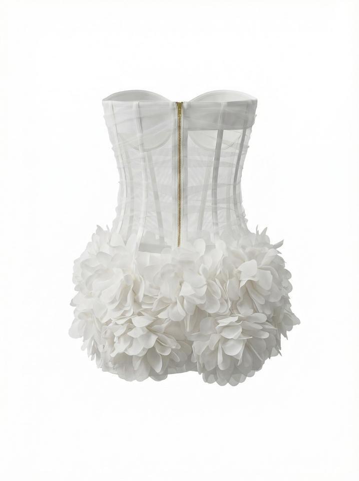 White Floral Corset Mini DressClub DressesWhiteS(2)Luxe Lane
