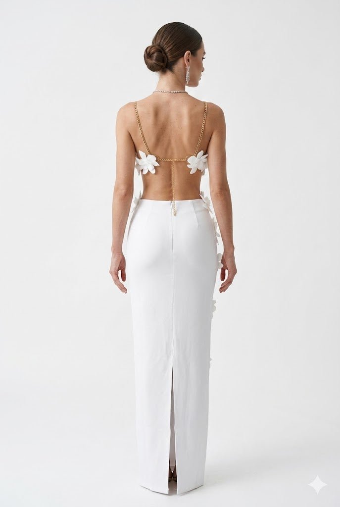 White Floral Maxi Skirt SetEvening DressesWhiteXs(0)Luxe Lane